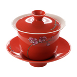 Hand Crafted Red Orchid Flower Gaiwan